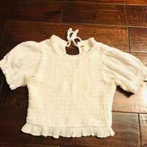 Free People Cream Textured Knit Top